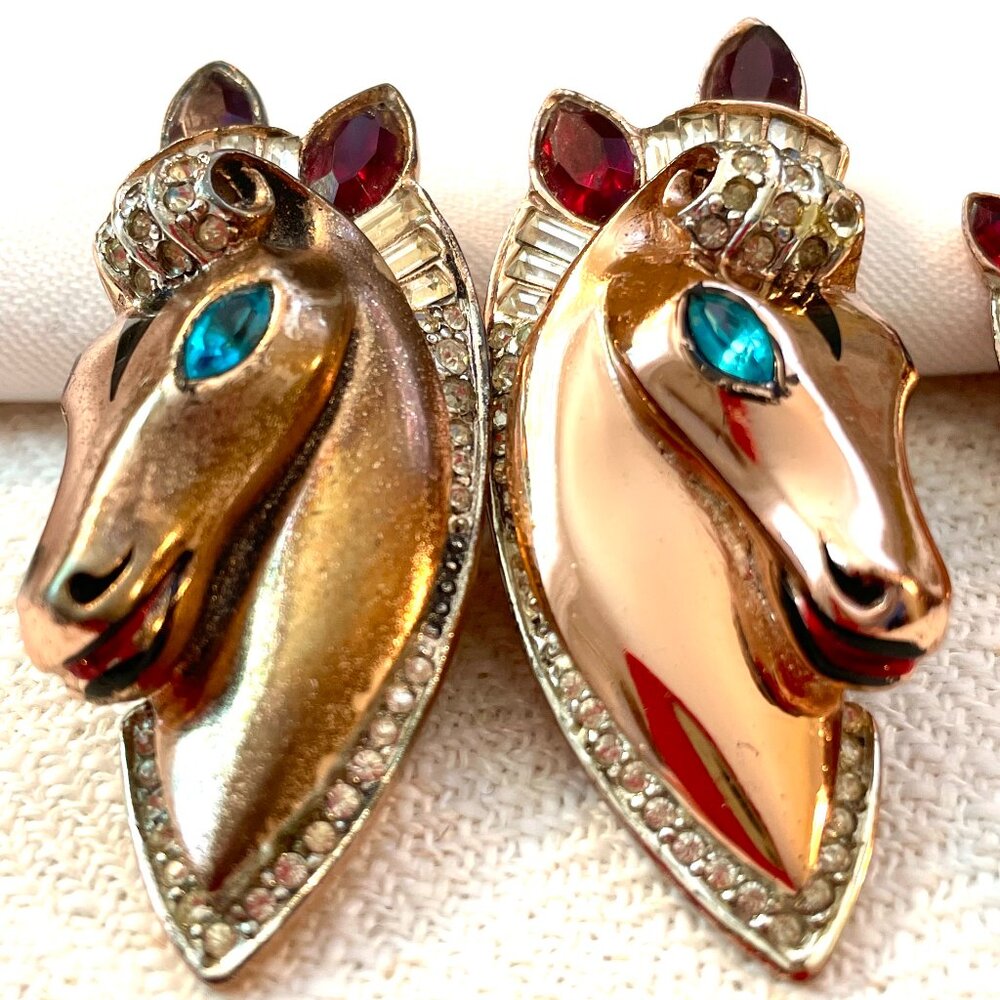 Vintage Coro Duette Horse Head Brooch and Matching Earrings